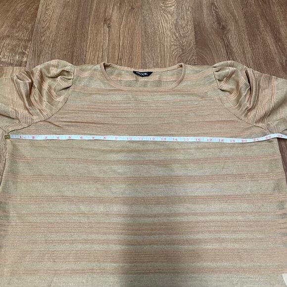 Misook Women Jacquard Stripe Balloon Sleeve Sweater Tunic Dress Side Slit Medium - Picture 9 of 12